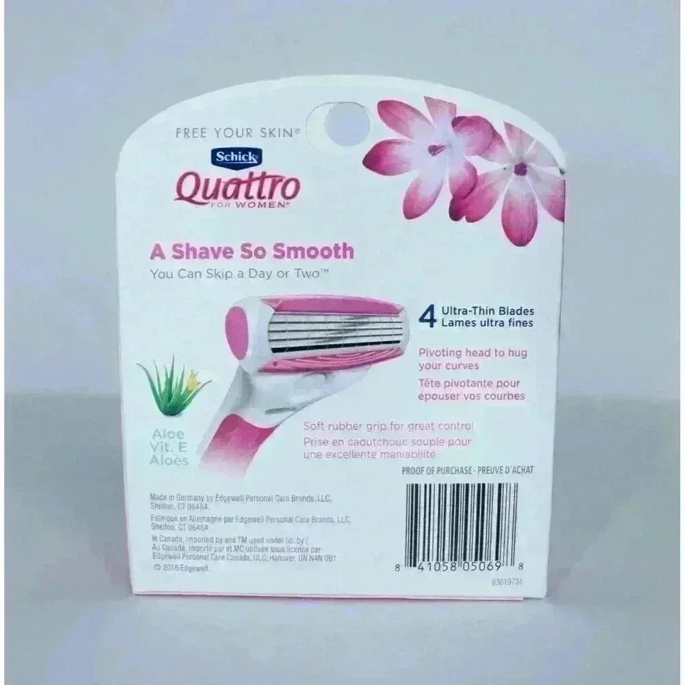 Schick Quattro For‎ Women Aloe & Vitamin E Razor 10 Blade Refills NIB